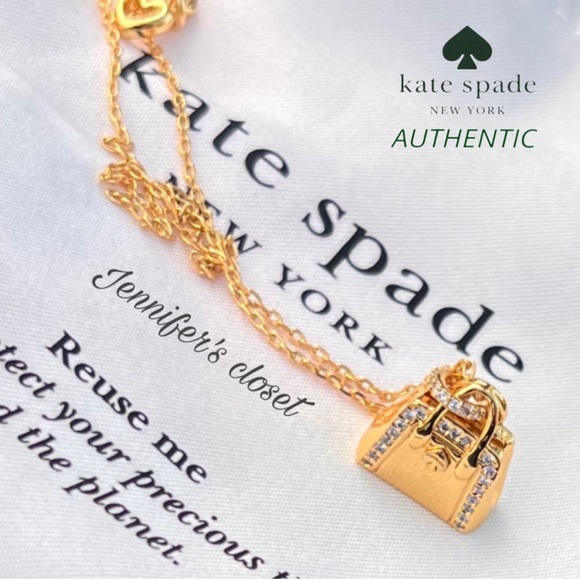 KATE SPADE Hit The Town Knott Crystal Purse Pendant Necklace. NWT - Picture 3 of 8